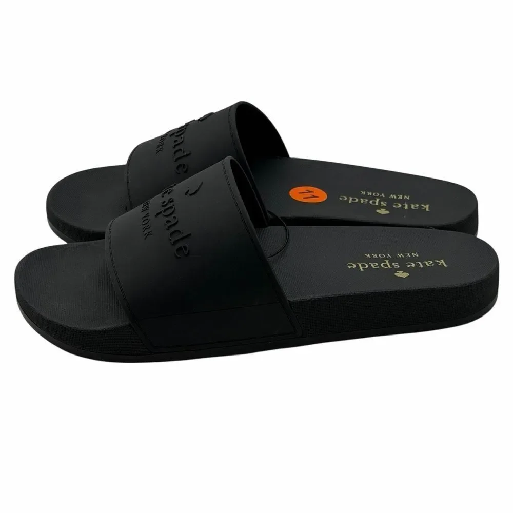 NWT Kate Spade Black Logo Slide Sandals Size 11
